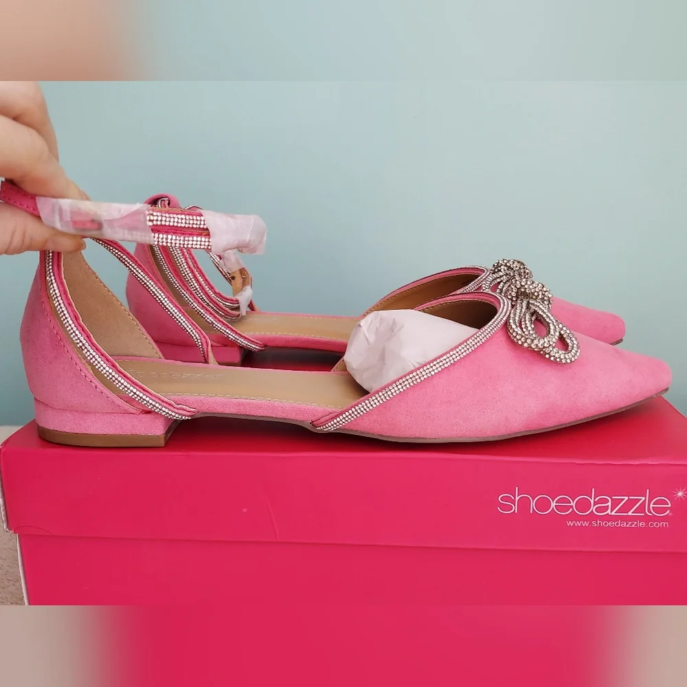 Shoe Dazzle Sakiko Barbie Pink Womens Size 10 Flats NWT Barbiecore Formal Formal